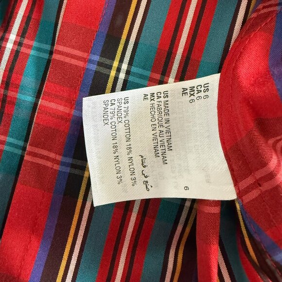 NWT Red Plaid Button Down Shirt Christmas Charter Club US 6 Rhinestones - Picture 9 of 13